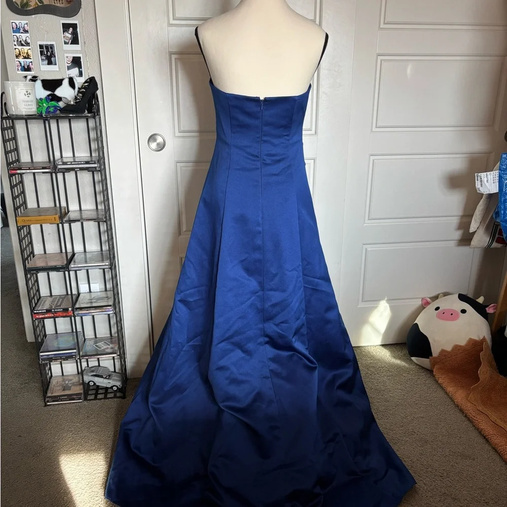 David's Bridal Royal Blue Strapless Gown - Picture 2 of 3